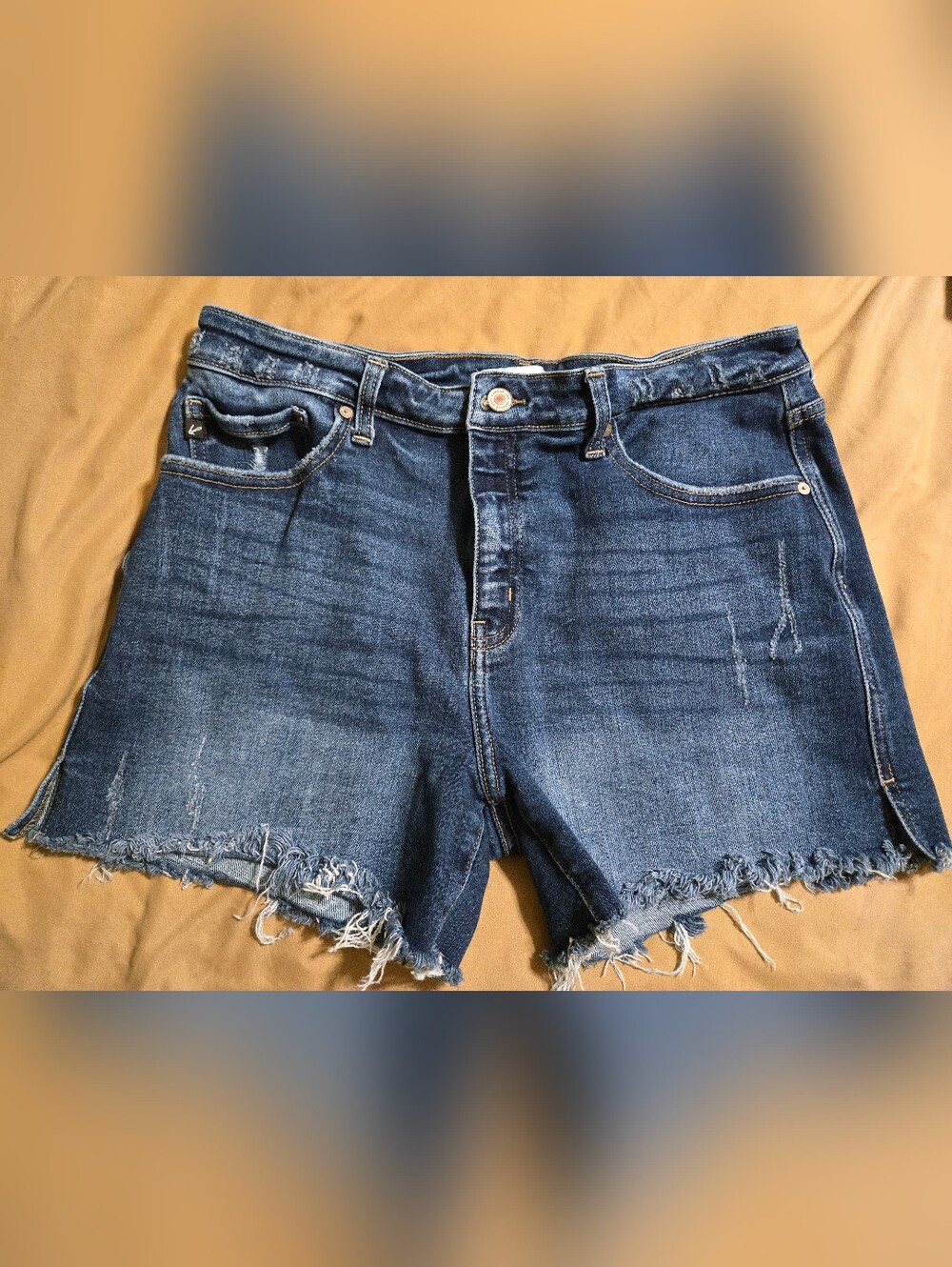 KanCan Dark Blue Distressed Denim Cutoff Shorts